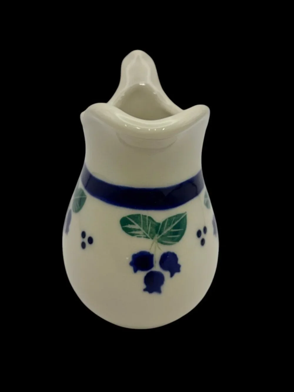 Hartstone Pottery Wild Blueberry Creamer USA Stoneware Blue White Pitcher